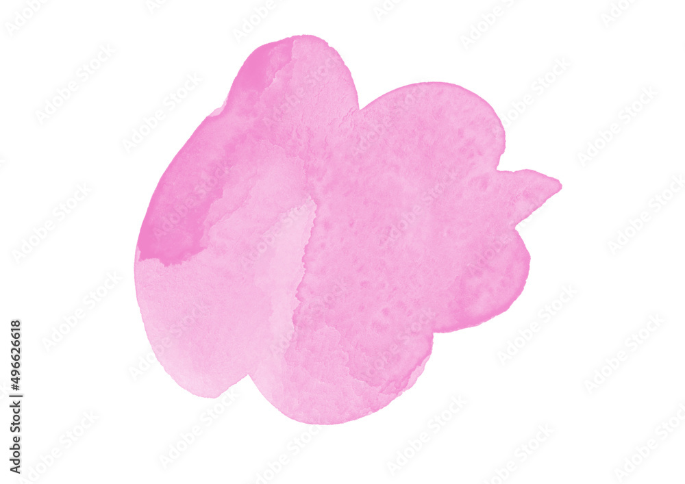 Watercolor pink abstract Blots on white background. Colorful gradient Blobs, mottled blurred watercolor splashes