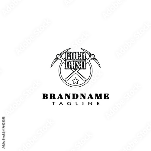 gold rush logo cartoon design template icon black isolated vector illustration