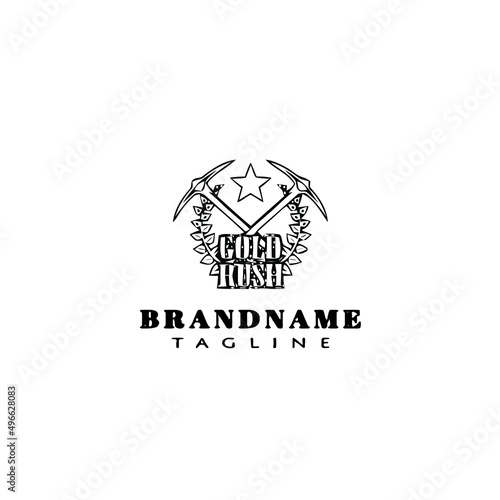gold rush logo cartoon design template icon black isolated vector illustration