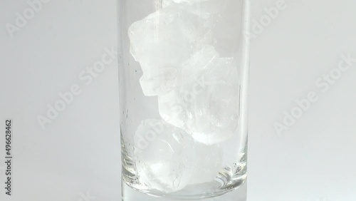 Preparation of cold espresso coffee with ice.