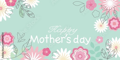 Happy mother's day illustration. Floral decoration graphic for Mother's day event, banner and design frame. Vector illustration.