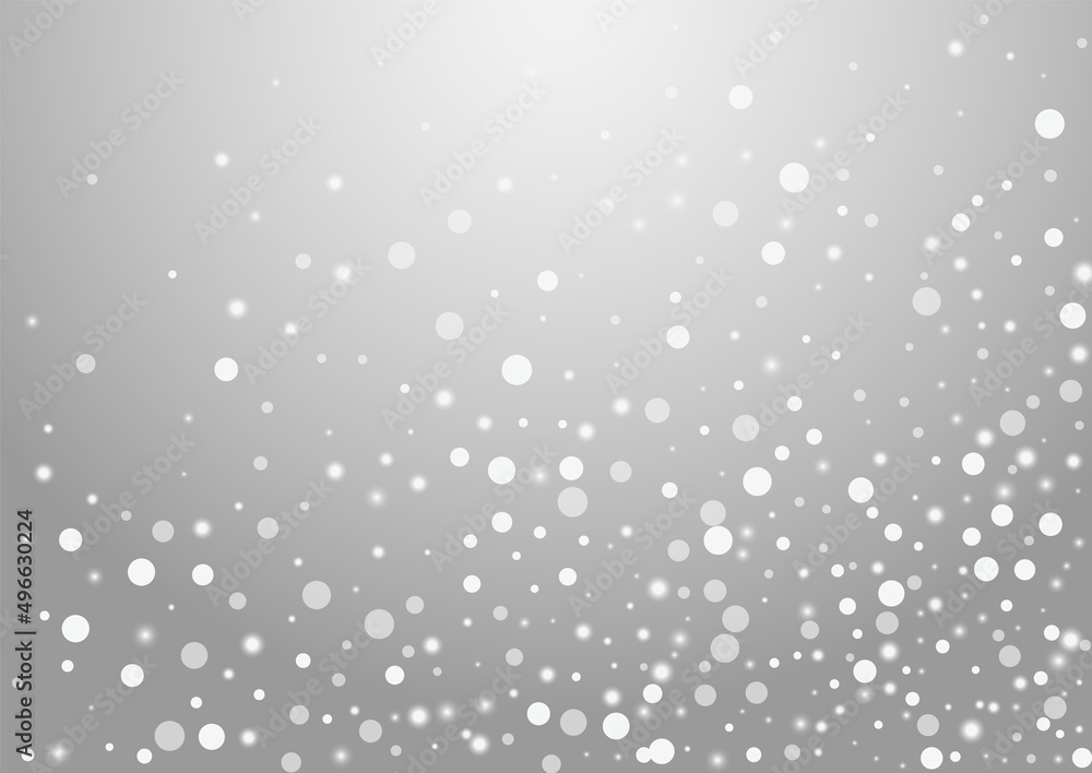 White Snowflake Vector Grey Background. Silver