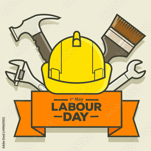 set of construction tools labour day