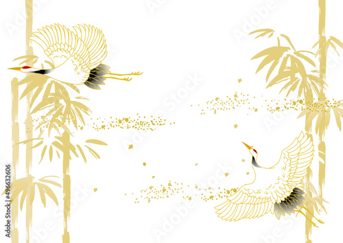 墨絵　竹の背景イラスト