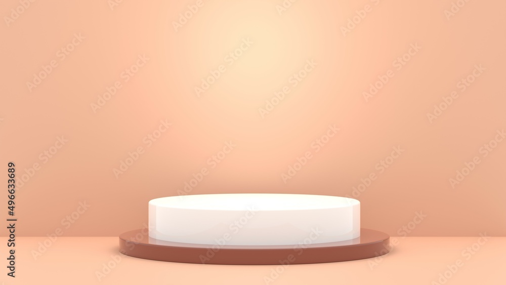 White podium on a pastel beige background. 3D image White podium on a pastel beige background. 3D image
