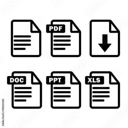 Plakat Word, pdf, ppt, excel document file icons