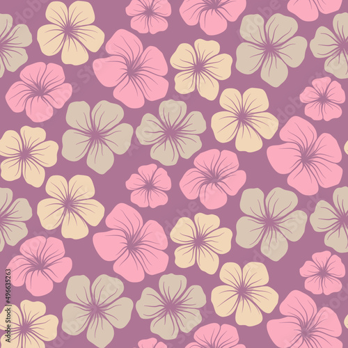 Pink and cream colored flowers seamless pattern