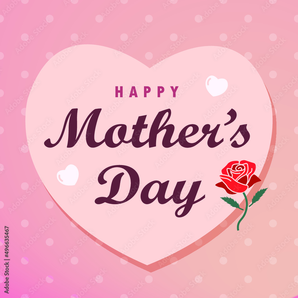 Happy mother's day with rose illustration flat vector 
