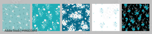 Collection of spring prints in turquoise hues