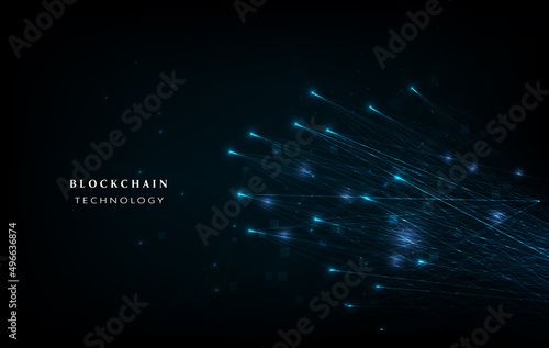 Blockchain technology background. Cryptocurrency fintech block chain network and programming concept. Abstract Segwit.