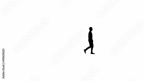 Walking man silhouette on white background.