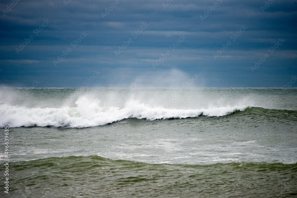 Waves on Beach in Hurricane