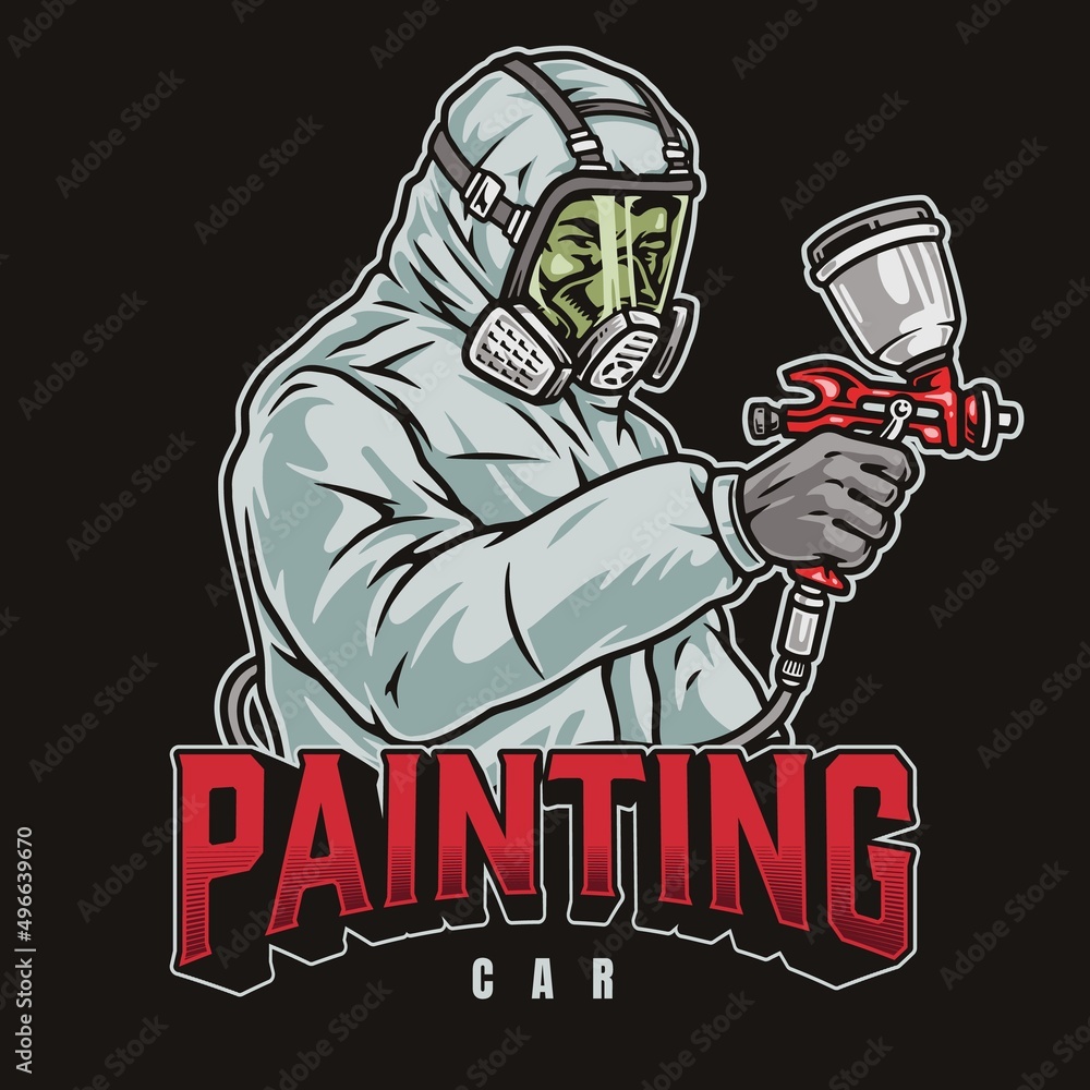 Worker with paint sprayer emblem Worker with paint sprayer emblem