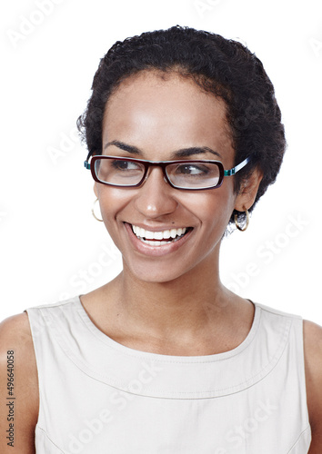 Shes got a winning smile. Studio shot of a confident woman posing against a white background.