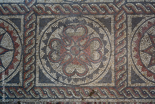 Detail of historic Roman hypocaust floor mosaic at St Albans photo