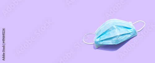 Blue surgical mask overhead view - flat lay