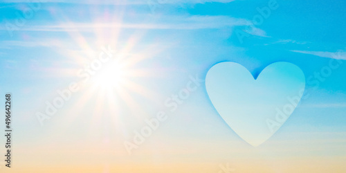 blue yellow sky of ukraine with sun heart symbol of love