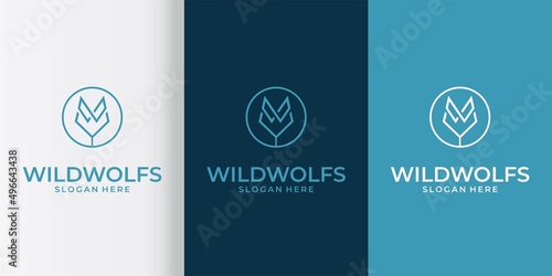abstract wolf circle logo premium vector