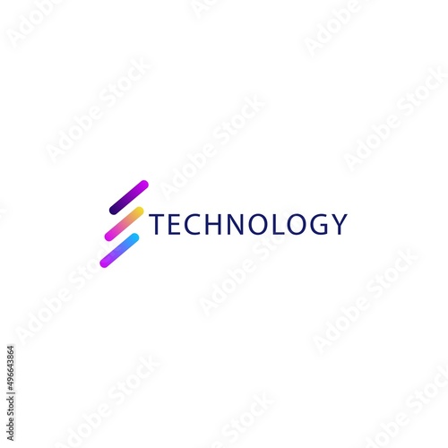 Letter e logo set with double triangle gradient design, concept of 5G, future and forward