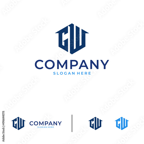 real estate logo geometric intial g and w premium vector