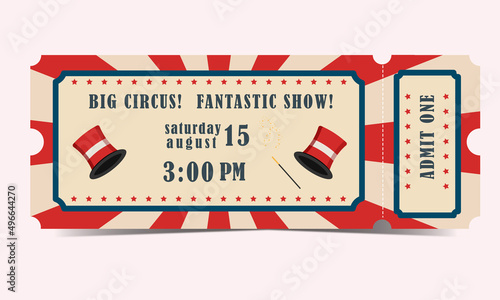 Ticket to the circus is white and red.