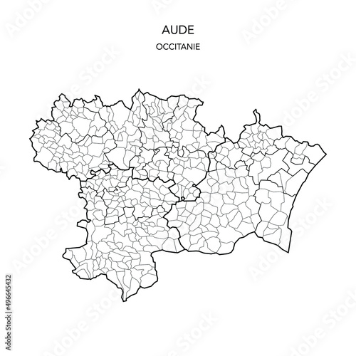 Map of the Geopolitical Subdivisions of The D  partement De L   Aude Including Arrondissements  Cantons and Municipalities as of 2022 - Occitanie - France