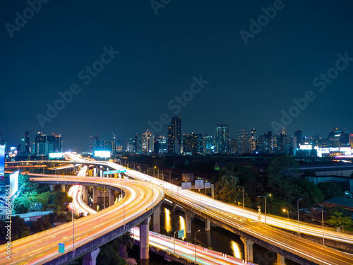 long exposure shot on highway showing many light tails