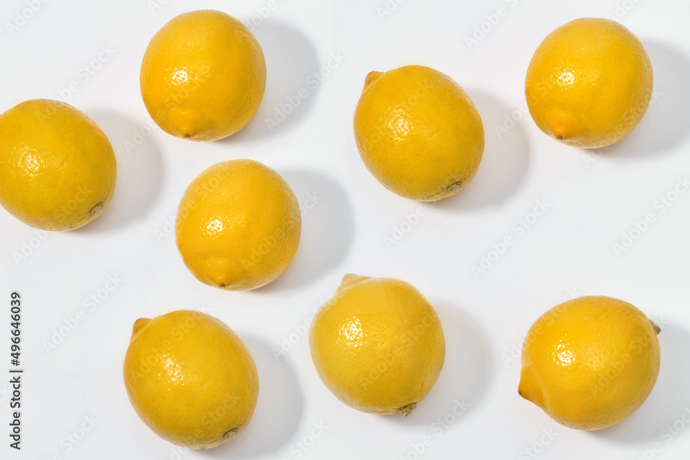 Pattern lemons on white background with shadows Pattern lemons on white background with shadows