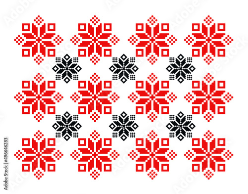 Pattern illustration of Ukrainian vyshyvanka at white background