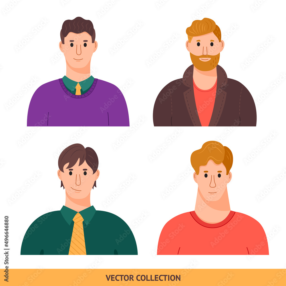 Portraits of various men, different men - vector set. Vector illustration in flat style, profile picture, avatar Portraits of various men, different men - vector set. Vector illustration in flat style, profile picture, avatar