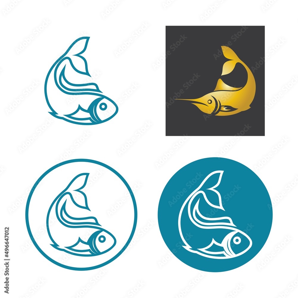 fish logo template design icon illustration vector