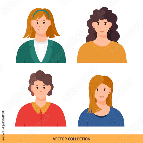 Portraits of various woman, different woman - vector set. Vector illustration in flat style, profile picture, avatar
