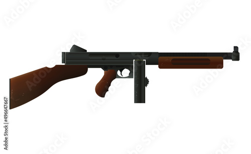 Tommy Gun isolated on white background, vector illustration