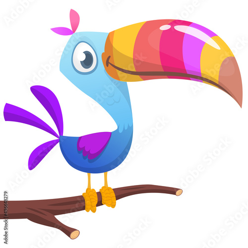 Toucan cartoon. Vector toucan bird. Exotic colorful bird illustration