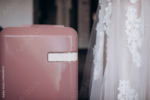 elegant wedding dress on a mannequin