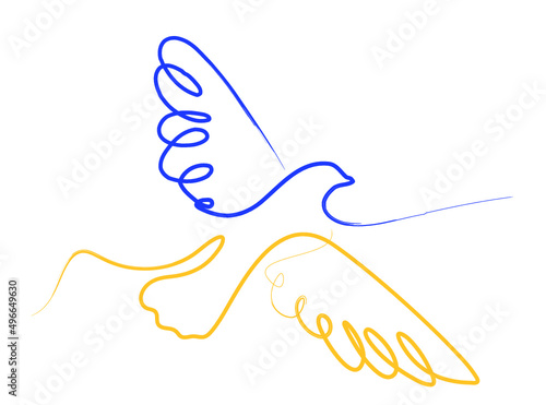 dove of peace symbol in Ukrainian national colours vector illustration