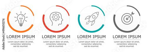 Business infographic Vector with 4 steps. Used for presentation,information,education,connection,marketing, project,strategy,technology,learn,brainstorm,creative,growth,abstract,stairs,idea,text,work