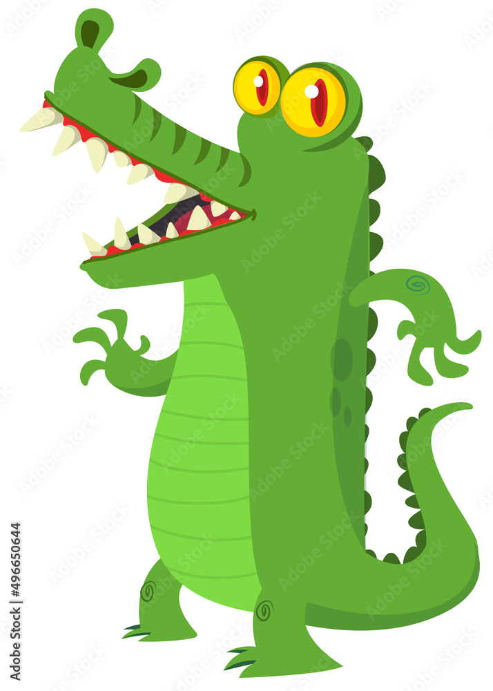Cartoon crocodile character. Vector illustration isolated on white Cartoon crocodile character. Vector illustration isolated on white