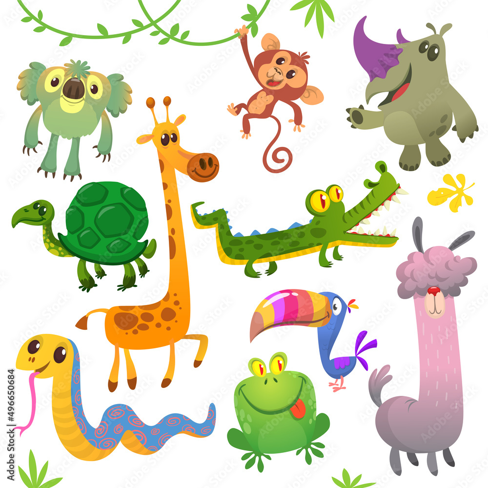 Cartoon animals set vector illustration. Cartoon animals set vector illustration.