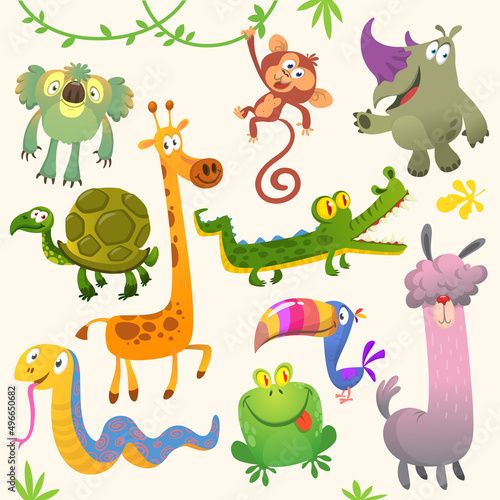 Cartoon animals set vector illustration.