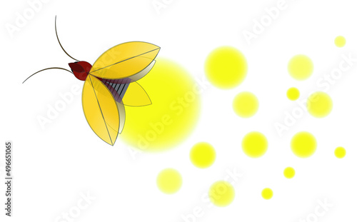 Fireflies logo icon vector illustration. Beautiful firefly spread wings and light at the end of the body. design Insect beetle firefly.