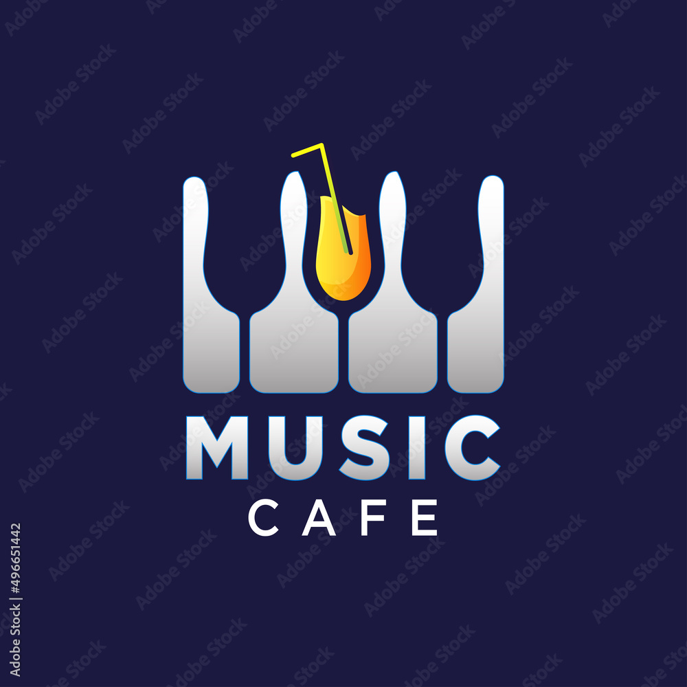 Music cafe logo with gradient style Music cafe logo with gradient style
