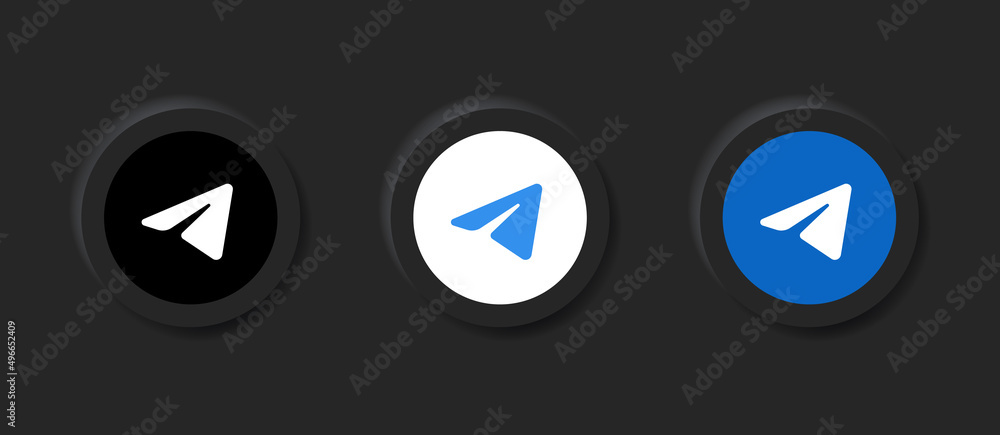 Telegram logo sign with shadow. telegram icon set. telegram button ...