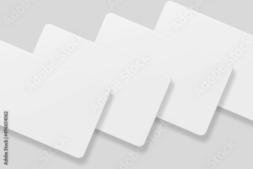 Floating blank business card for mockup. 3D Render.