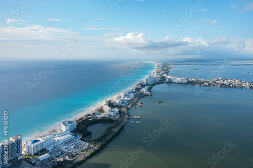 Playa chac mool in the hotel zone in Cancun, Quintana Roo, Mexico, sunny day photo