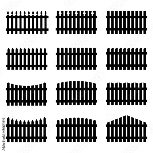 Vector set of wooden fence different forms