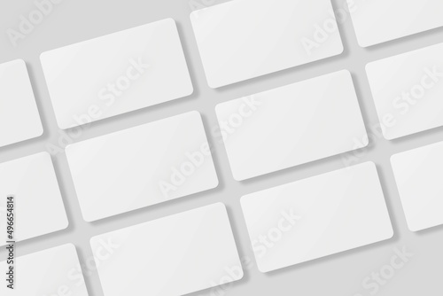 Floating blank business card for mockup. 3D Render.