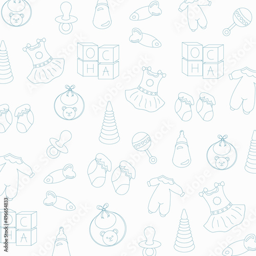 Children's blue patern for children's underwear, for children's bedding, towels, bibs, toys, as a children's background.