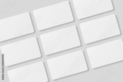 Floating blank business card for mockup. 3D Render.