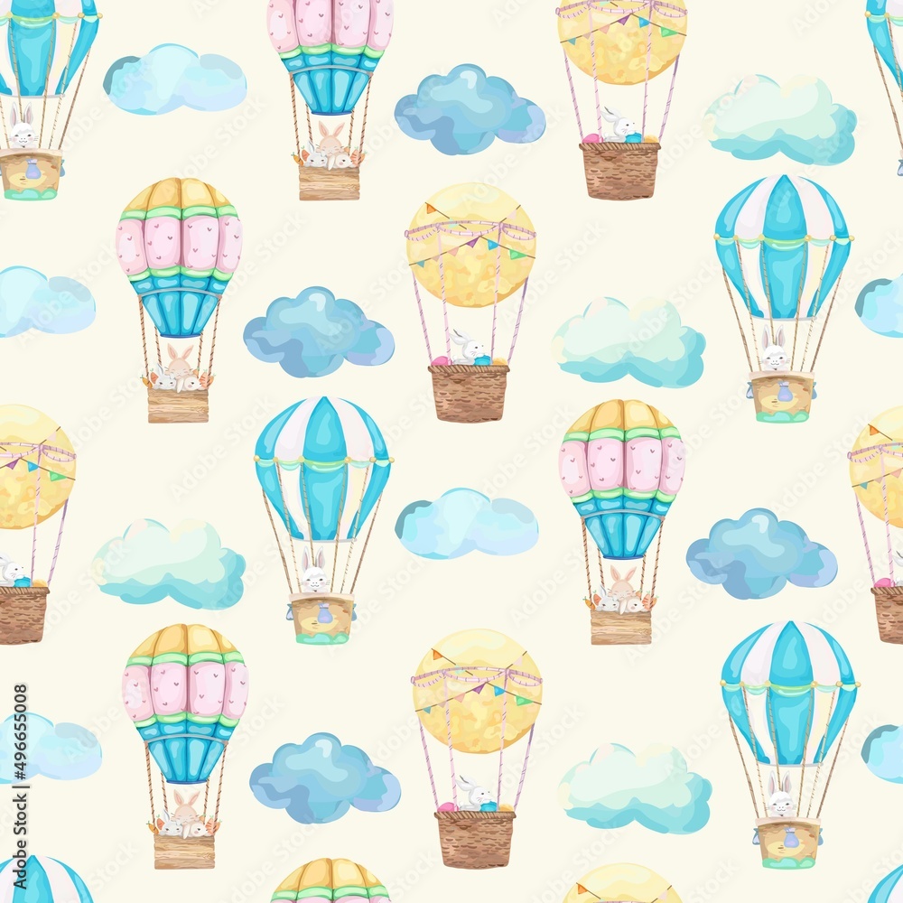 Fototapeta premium Happy Easter seamless pattern background. Vector illustration.